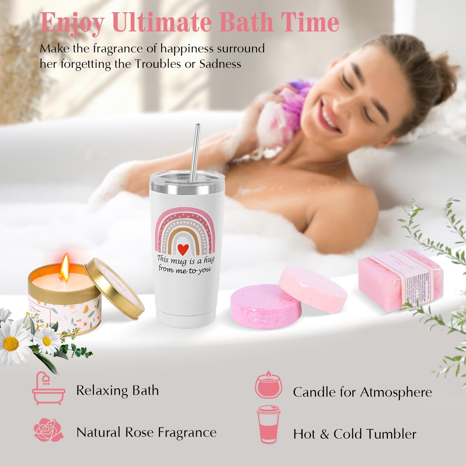 Get Well Soon Care Package for Women, 12 Pcs Deluxe Self-Care Gift Box with Pink Cozy Blanket, Tumbler, Candle & Spa Feel Better Basket – After Surgery, Thinking of You, Encouragement Recovery Gifts