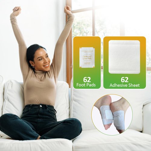 TEWEAE 122 Pads Foot Pads Natural Turmeric & Ginger, Wormwood, Bamboo Vinegar, Included 122Pads Goodnight Patches and 122 Adhesive Sheets