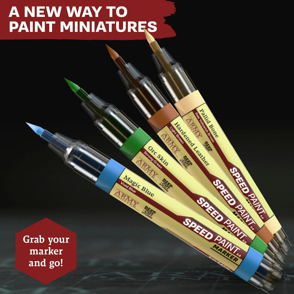 The Army Painter Speedpaint Marker Starter Set, 10 x 6 mL Markers, 9 Contrast Paint Markers & 1 Metallic Acrylic Paint Marker