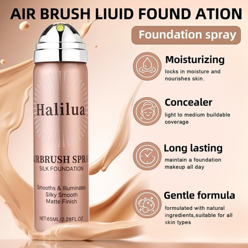 Airbrush Foundation Spray with Brush - Full Coverage Magic Minerals Airbrush Foundation for Smooth Radiant Finish, Hydrating Makeup for a Flawless, Natural Finish, Breathable (Beige)
