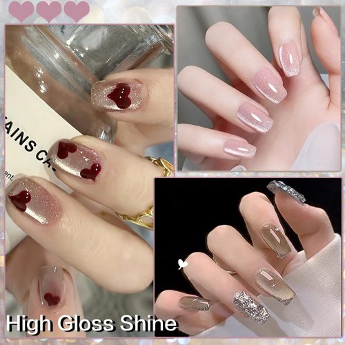 AHAMIOU Rainbow Holographic Cat Eye Gel Nail Polish - Magnetic Gel Polish with Rainbow Holographic Shine Effect - One Magnetic Stick (Set-8PCS)