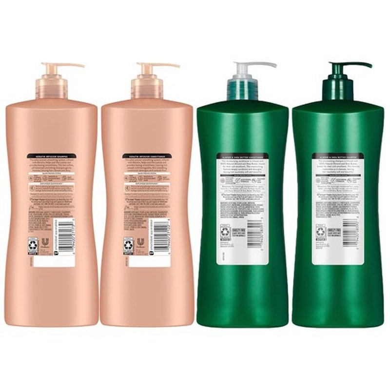 Suave Shampoo and Conditioner Set, Keratin Infusion + Almond & Shea Butter – Frizz Control and Moisturizing Hair Care Bundle, 28 Oz Ea (4 Piece Set)