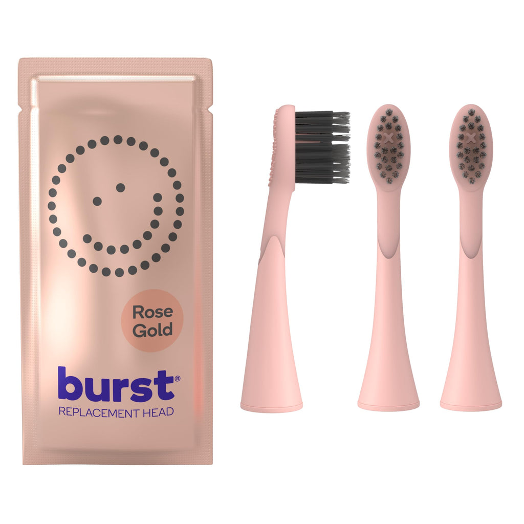 BURST Genuine Replacement Heads for Original Sonic Toothbrush (Rose Gold)