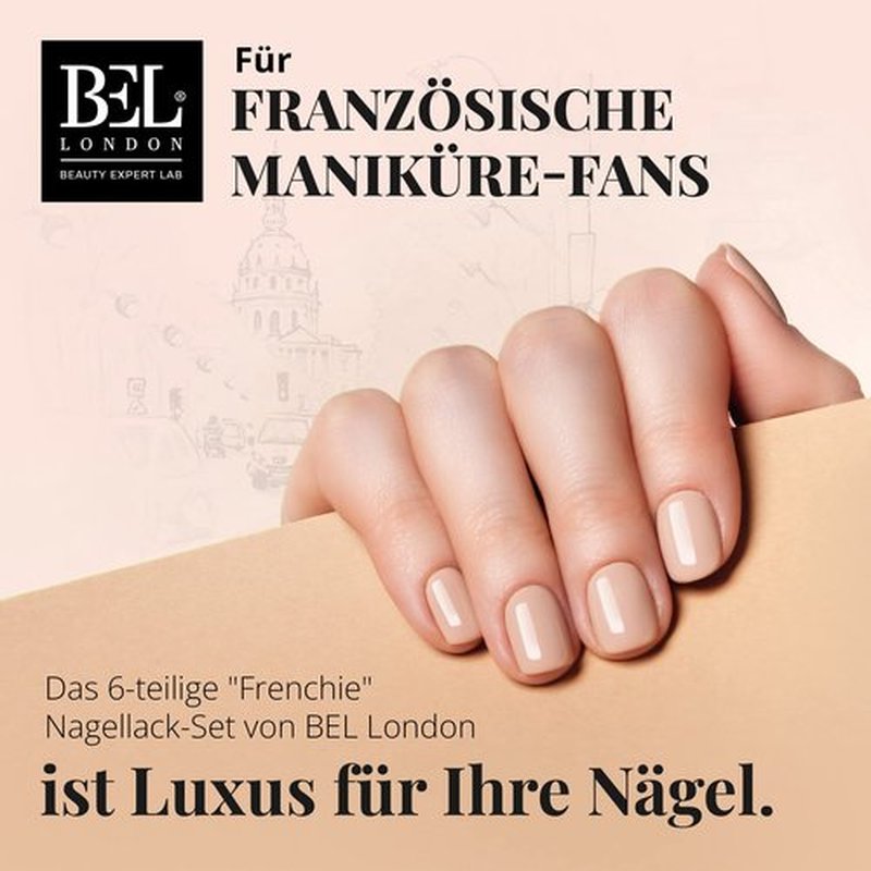 BL The Frenchie Luxury 6 Pack Multi-color French Manicure Professional Nail Polish Set