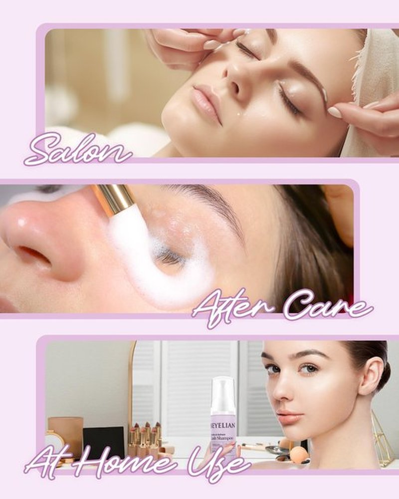 BEYELIAN Cluster Lash Glue Remover, Shampoo Kit for Eyelash Extension, 100ML Eyelash Shampoo, White Eyelash Extension Cleanser, Lash Eyelid Foam Cleaning Kit for Salon Use and Home Use