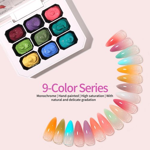 AIJIMEI Ombre Gel, Gradient Painting Gel, Ombre Gel Nail Polish, Including 100 Nail Sponges And Grabbing Pen Suitable For Salons And Family DIY (B0)