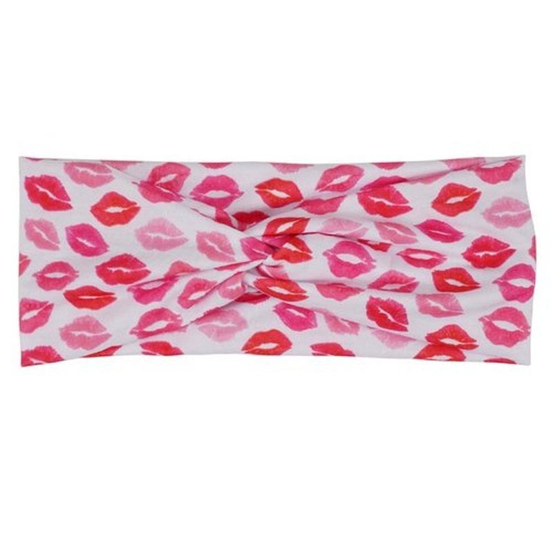 6 Piece Valentine's Day Headbands, Black Red Pink Wide Turban Head Wraps, Stretchy Non Slip Hair Bands with Love Lip Heart XOXO Pattern for Women