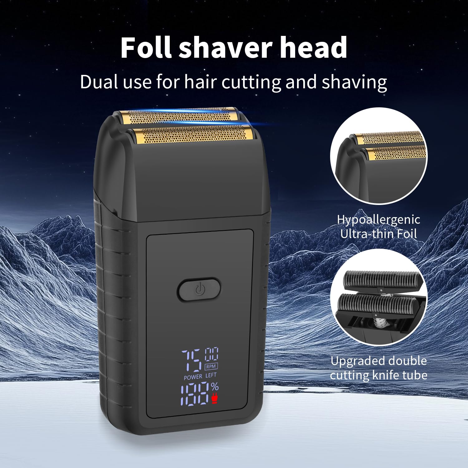 HIENA PRO Cordless Reciprocating Shaver for Men, Professional Rechargeable Beard Trimmer and Bald Precision Trimmer, Electric Men's Facial Grooming Tools, Gifts for Men