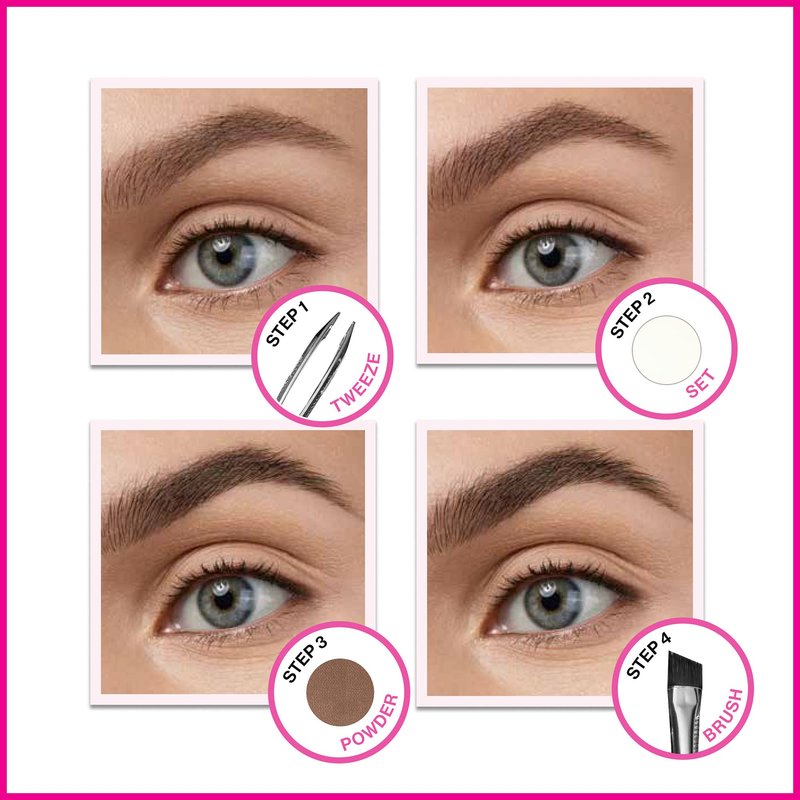 wet n wild Eyebrow Kit, Dark Brown, Powder | Pack of 2 | Built-In Mirror | Includes Tweezers | Compact Size