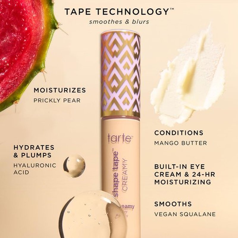 tarte shape tape creamy concealer – Full Coverage Makeup with Built-In Eye Cream, 24HR Hydrating Natural Moisturizing Matte Finish for Redness & Fine Lines, Vegan & Cruelty-Free, travel size, 22N