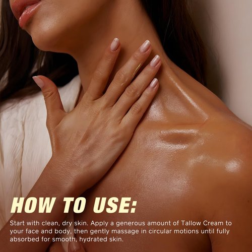 CSDLQNF Beef Tallow Balm with Castor Oil & Frankincense – 100% Grass-Fed Beef Tallow Moisturizer for Face & Body Care – Nourishing Skin Balm to Repair Dry Skin, 4.2 oz