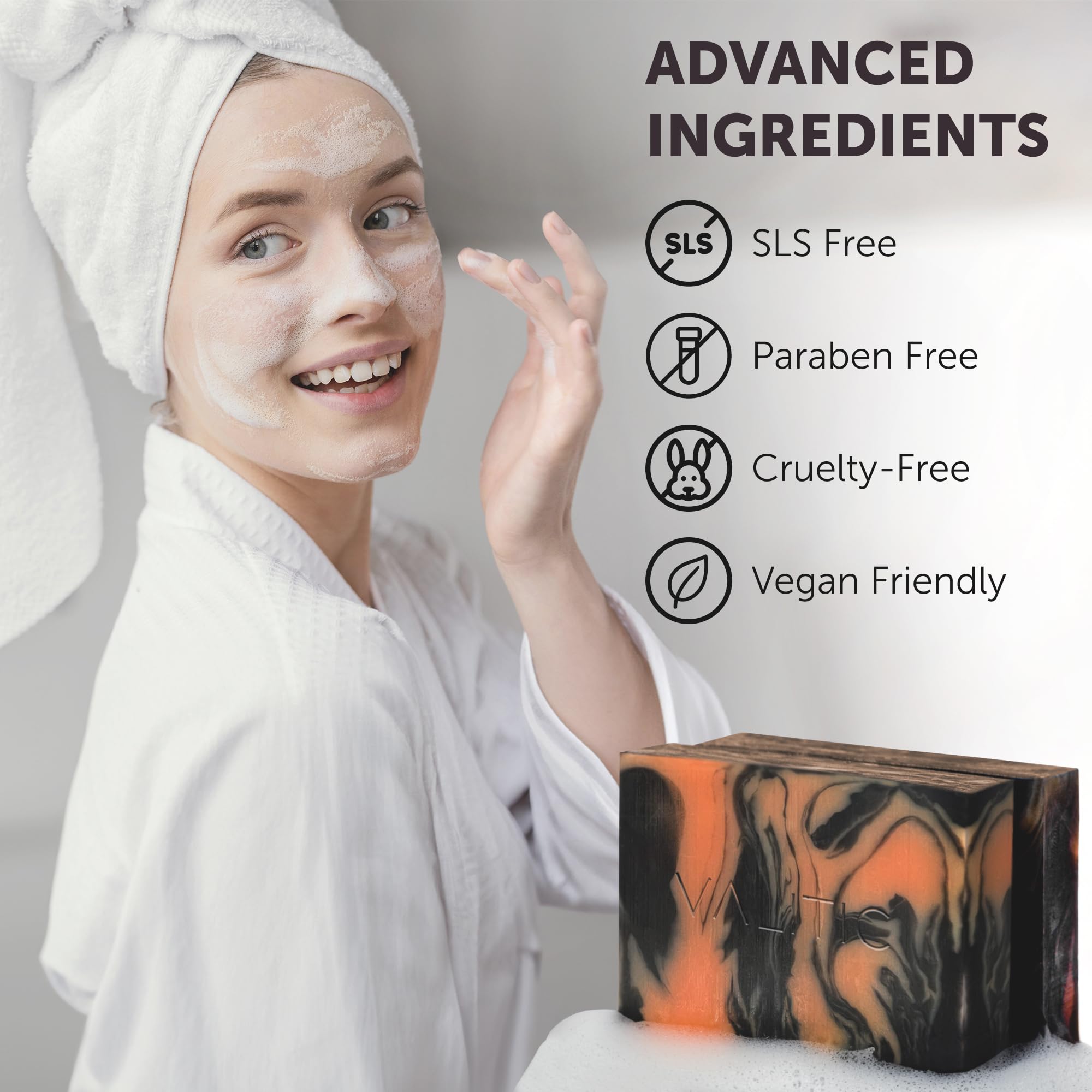 VALITIC Charcoal Kojic Acid Turmeric Black Soap Bar Dark Spot Remover for Body or Face Wash - 2 Pack