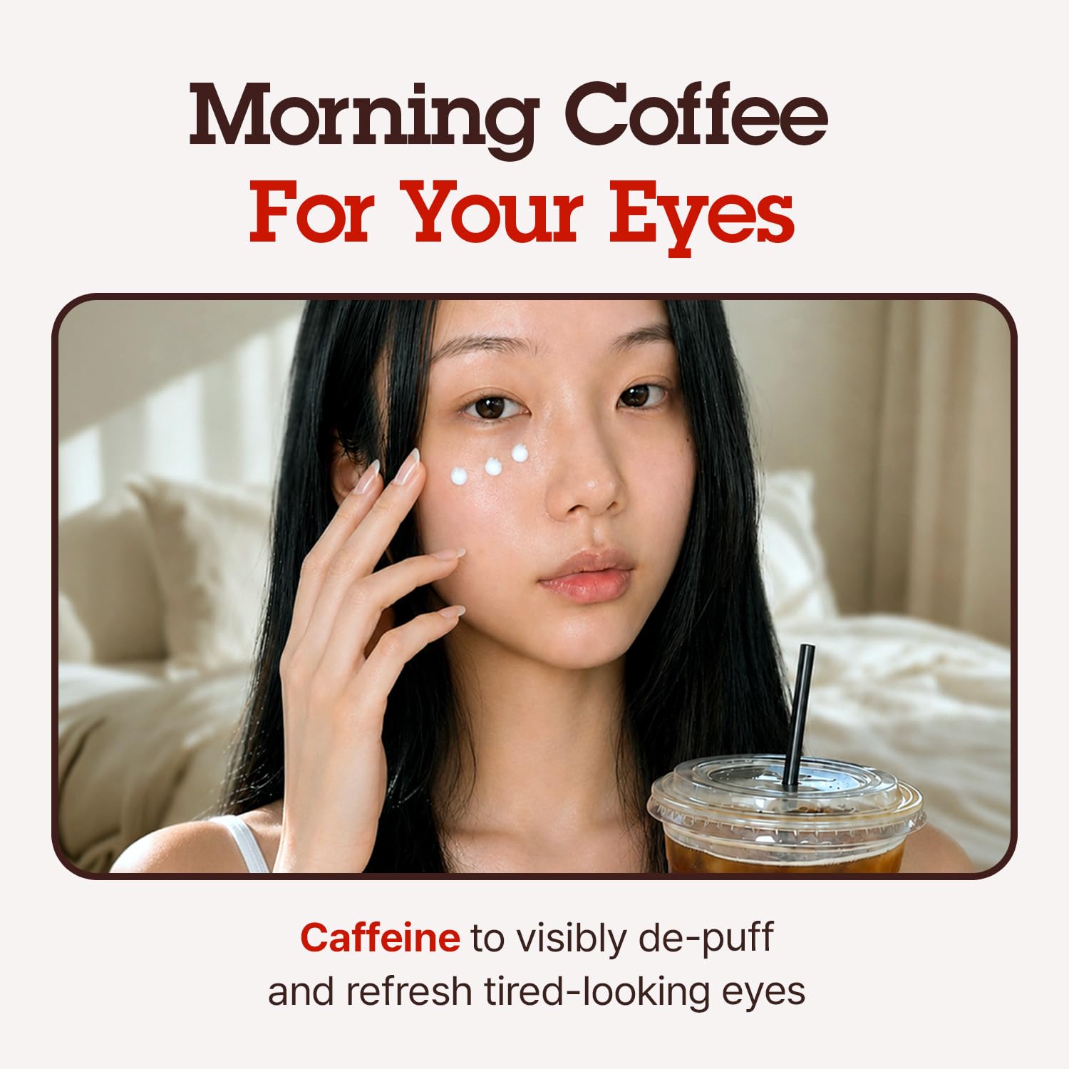 BLITHE Caffeine Eye Cream for Morning Puffiness & Dark Circles, Plant-Based Retinol, Bakuchiol, Korean Eye Cream for Undereye Bags and Puffiness Removal, 0.67 Fl Oz