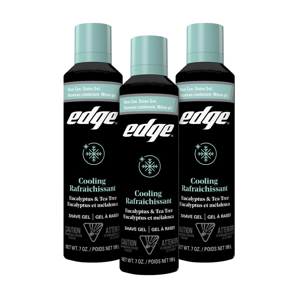 Edge Shave Gel for Men, Cooling Eucalyptus & Tea Tree, 7oz (3 Pack) - Shaving Gel For Men That Moisturizes, Protects and Soothes To Help Reduce Skin Irritation (Packaging May Vary)