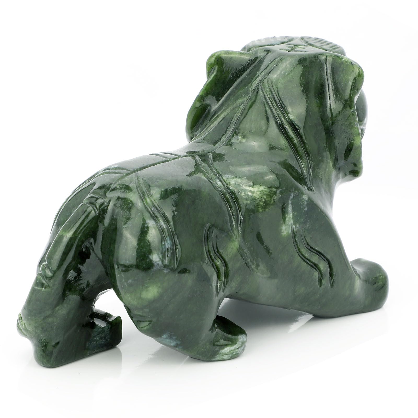 gemshan Handmade Tiger Statue Collectible - Natural Jade Tiger Sculpture for Home Decor Wild Animal Figure Collection Art Carved Figurine Decorative Sculpture Tabletop Home Decor