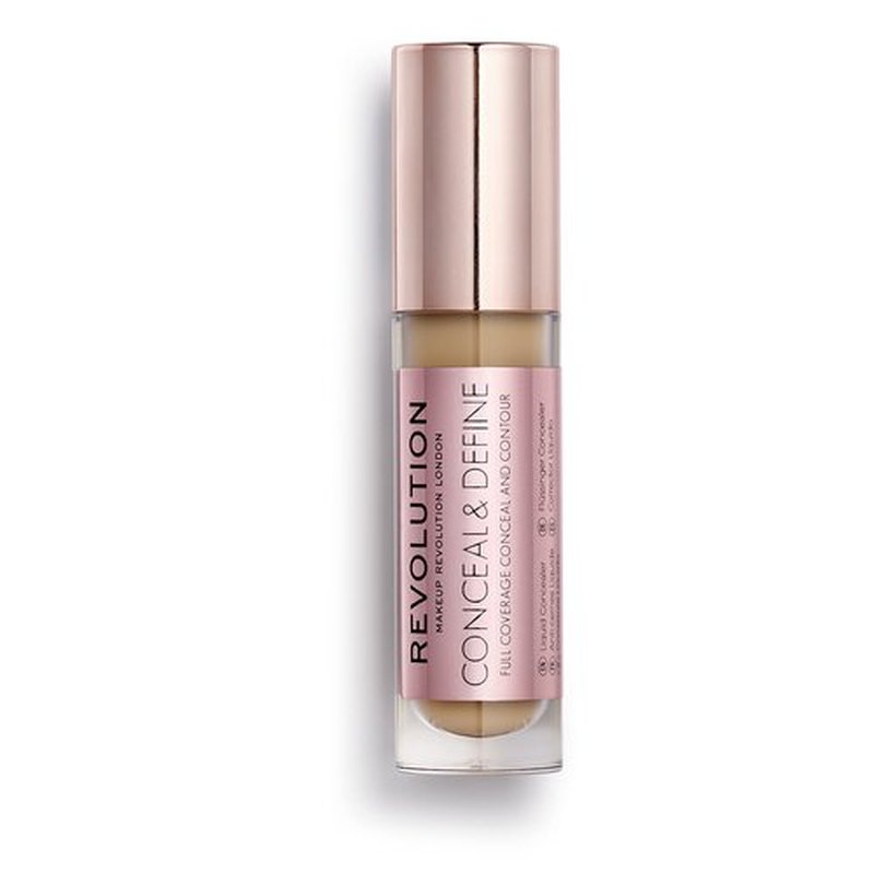 Revolution, Conceal & Define Concealer, Full Coverage & Lightweight, Long-Lasting Matte Finish, Vegan & Cruelty Free, C10 Medium or Tan Skin Tones, 0.14 oz