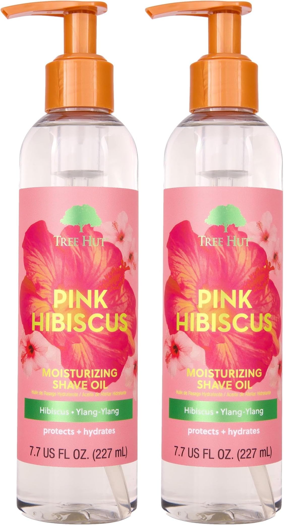 Tree Hut Pink Hibiscus Moisturizing Shave Oil, Gel-to-Oil Formula, Ultra Hydrating Barrier for a Close, Smooth Shave, For All Skin Types, 7.7 fl oz,(Pack of 2)