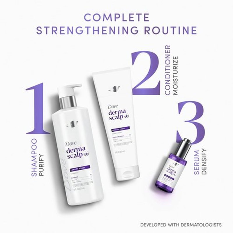 Dove Derma Scalp Density Boost Conditioner 1 ct With Lamellar Serum, Glycerin And Zinc + Peptides For Hair Loss And Breakage 9 oz