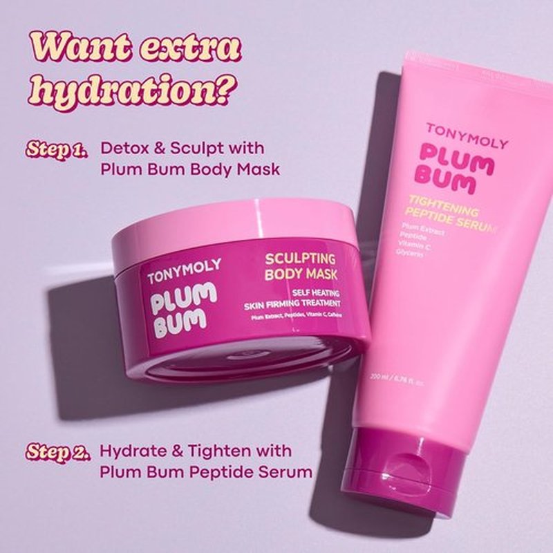 TONYMOLY Plum Bum Tightening Peptide Serum - Firming & Hydrating Body Serum with Plum Extract, 6.76 Fl Oz