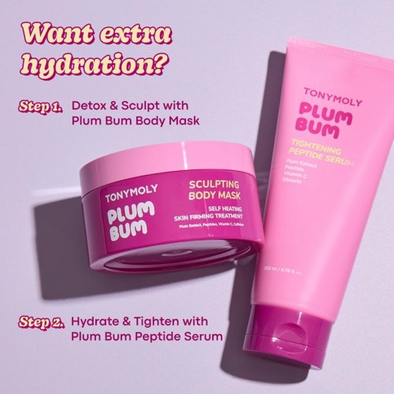 TONYMOLY Plum Bum Tightening Peptide Serum – Firming & Hydrating Body Serum with Plum Extract, Vitamin C & Glycerin, 6.76 fl oz