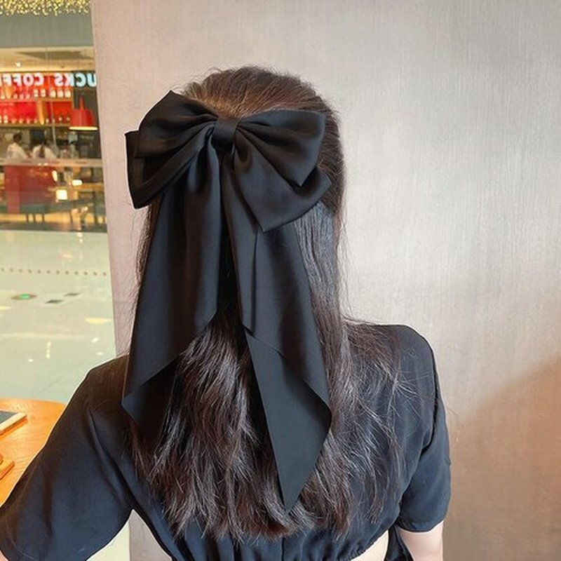 Mlurcu Hair Bows for Women Girls 10 Pcs Big Bows Hair Clips Barrettes Silky Satin Ribbon Bows Layered Large Bow French Style Hair Accessories Oversized Christmas Hair Bows for Women Girls