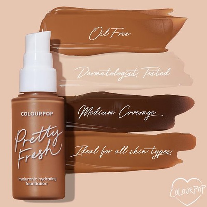 ColourPop Pretty Fresh Liquid Foundation - Hydrating Foundation with Medium, Buildable Coverage & a Natural Finish - Enriched with Hyaluronic Acid & Coconut Water - Fair 20N (1 oz)