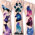 Wxiben Wolf Temporary Tattoos Stickers - 170+ Wolf Party Decorations Supplies Wolf Stickers, Cool Wolf Themed Birthday Tattoos Supplies Men Women