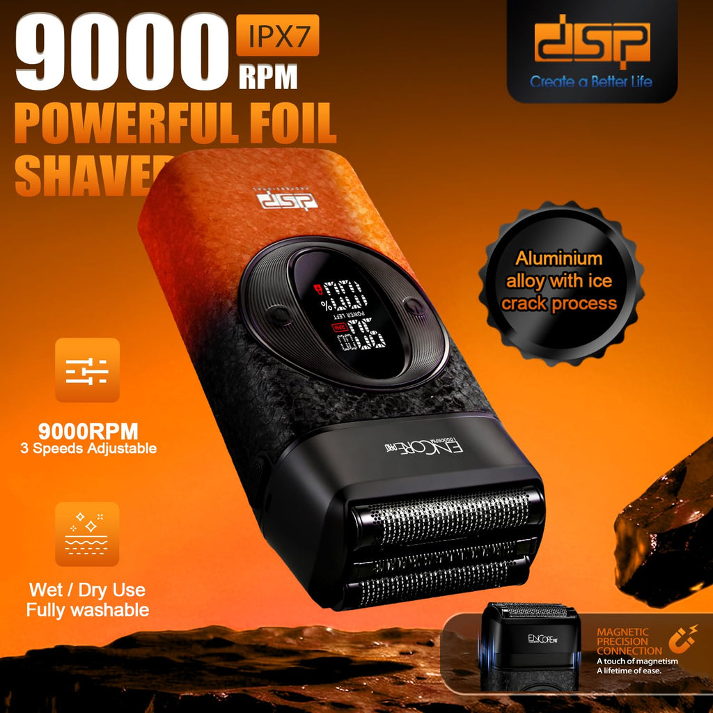 DSP Foil Shaver for Men, Cordless Rechargeable, Bald Head Trimmer