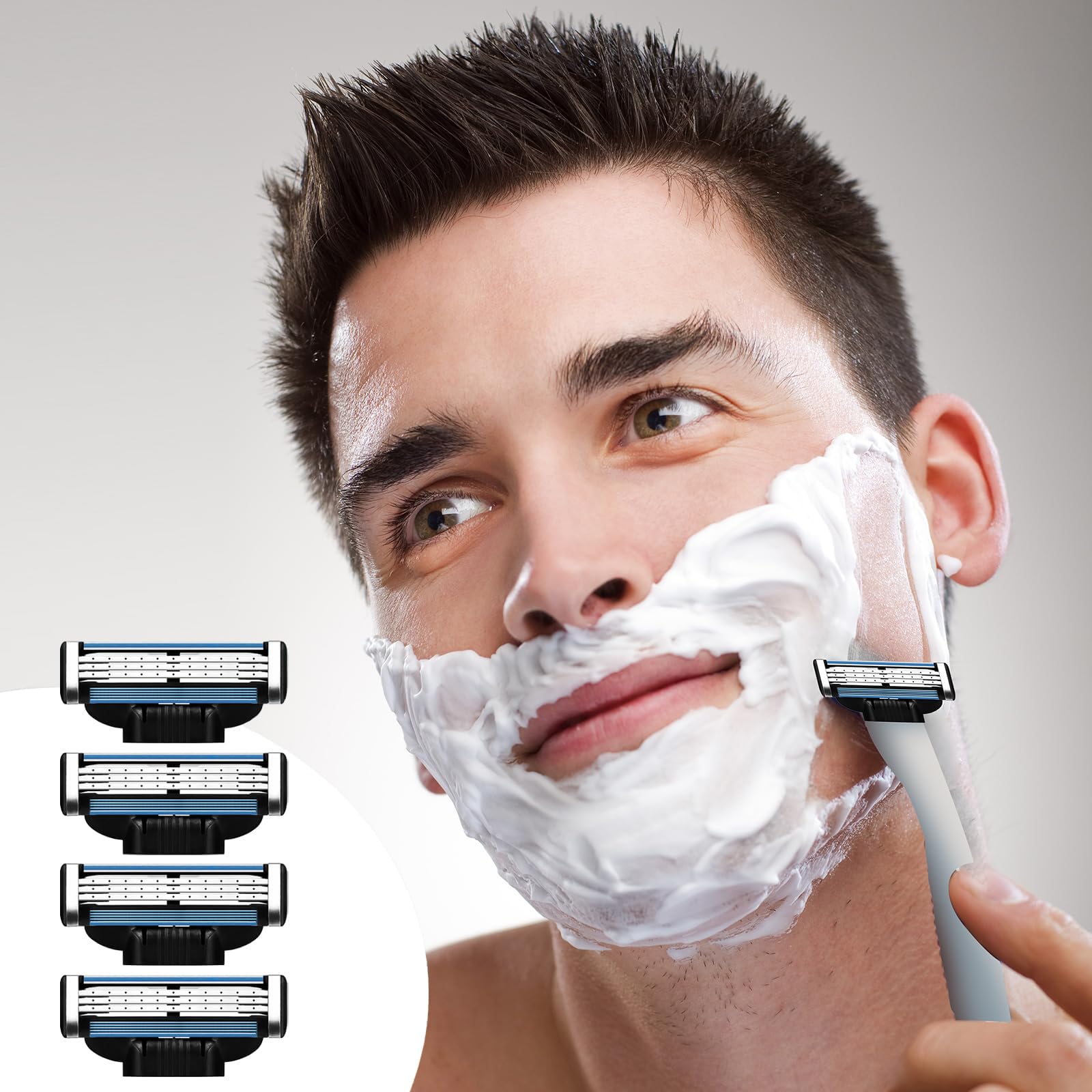 Mach 3 Razor Blade Refills for Men - 24PCS Compatible With Mach3 Razors, Triple-layer Manual Compatible with Mach 3 Razor Blades Refills Pack, Precisi