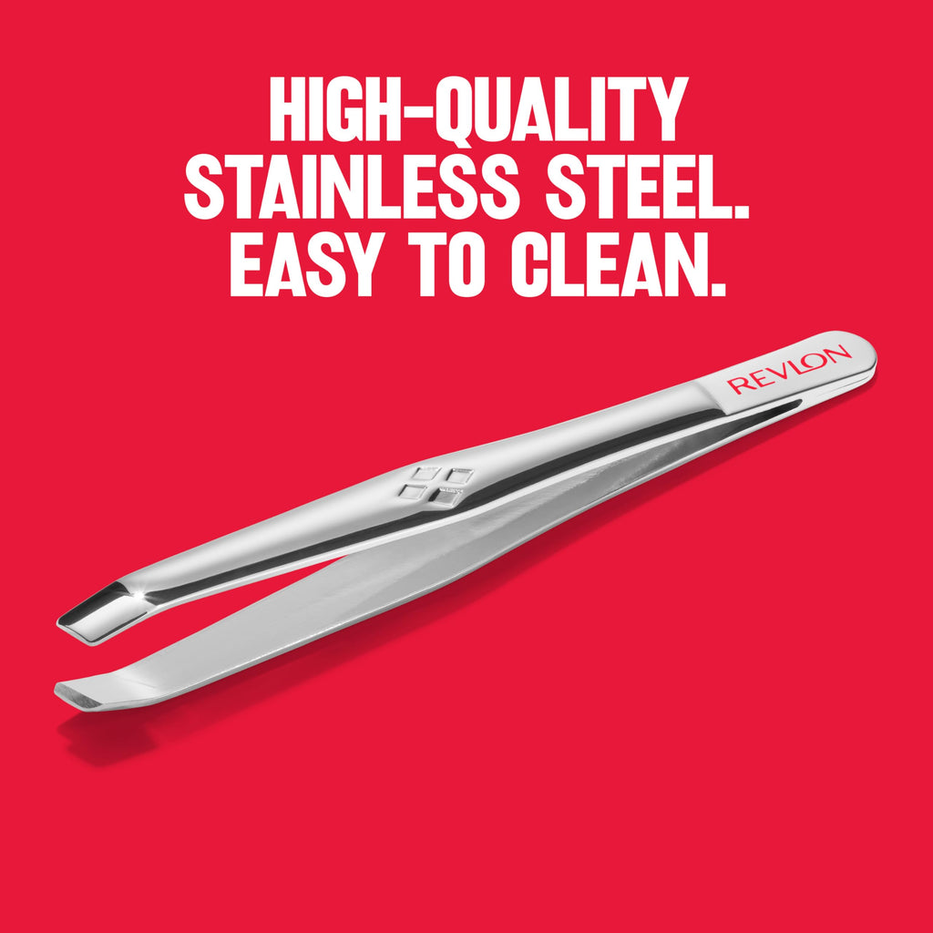 Revlon Multipurpose Hair Removal Tweezer, High Precision Slant Tip Tweezers for Men, Women & Kids, Stainless Steel (Pack of 2)