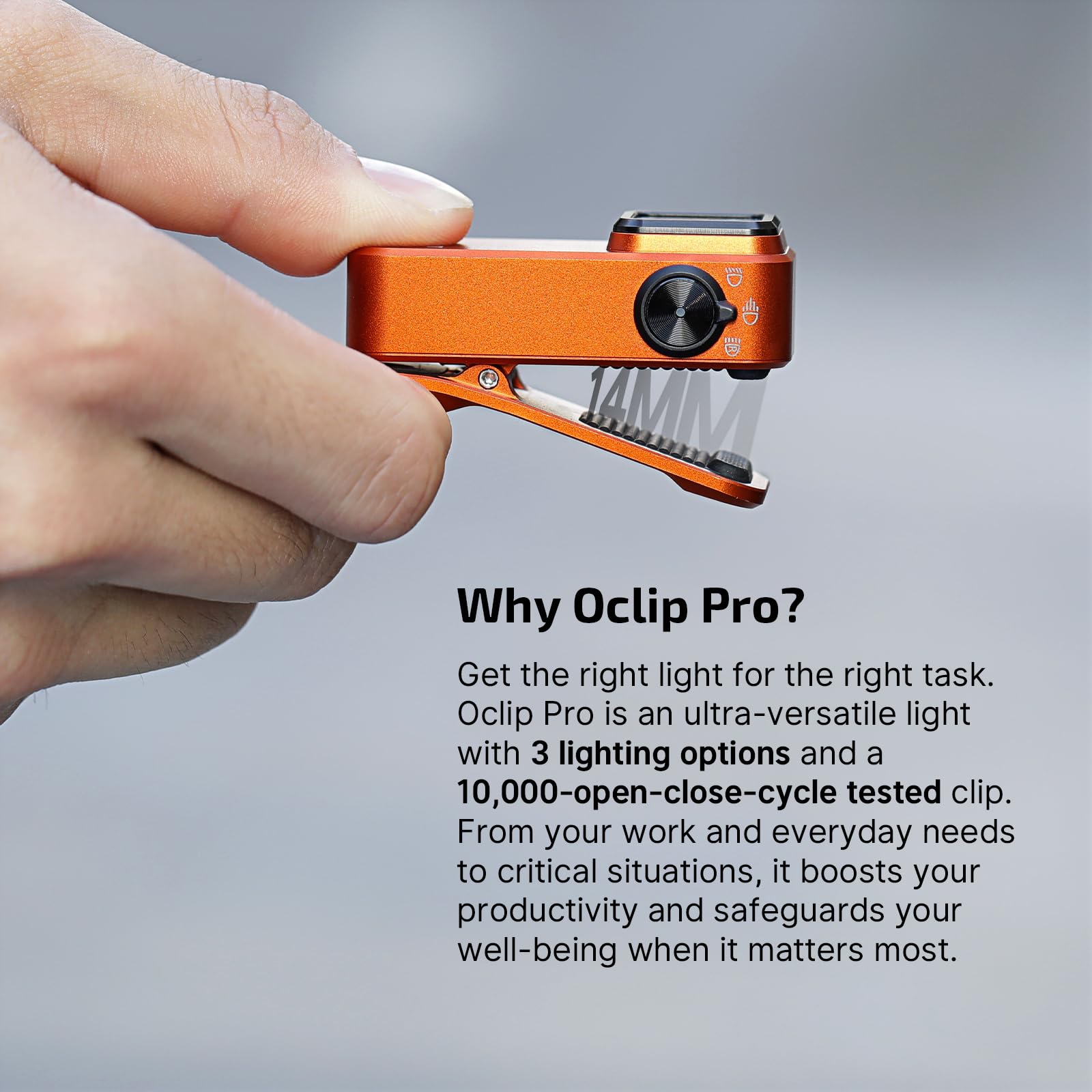 OLIGHT Oclip Pro EDC Flashlight Clip-on Light, Rechargeable 500 Lumens with Three Lighting Solutions Type-C Charging, Magnetic Flash Lights for Signaling, Cycling, Outdoor or Indoor Use(Orange)