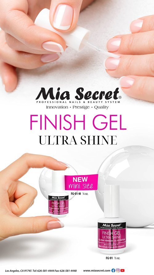 Mia Secret Finish gel MINI top coat for gel or acrylic nails - ULTRA SHINE Finish Gel - High gloss top coat for artificial nails (3-PACK)