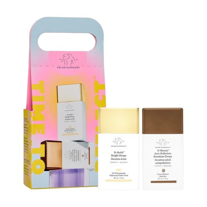 Drunk Elephant Time To Reflect Kit | B-Goldi Bright Drops & D-Bronzi Anti-Pollution Drops - 30 ml Each