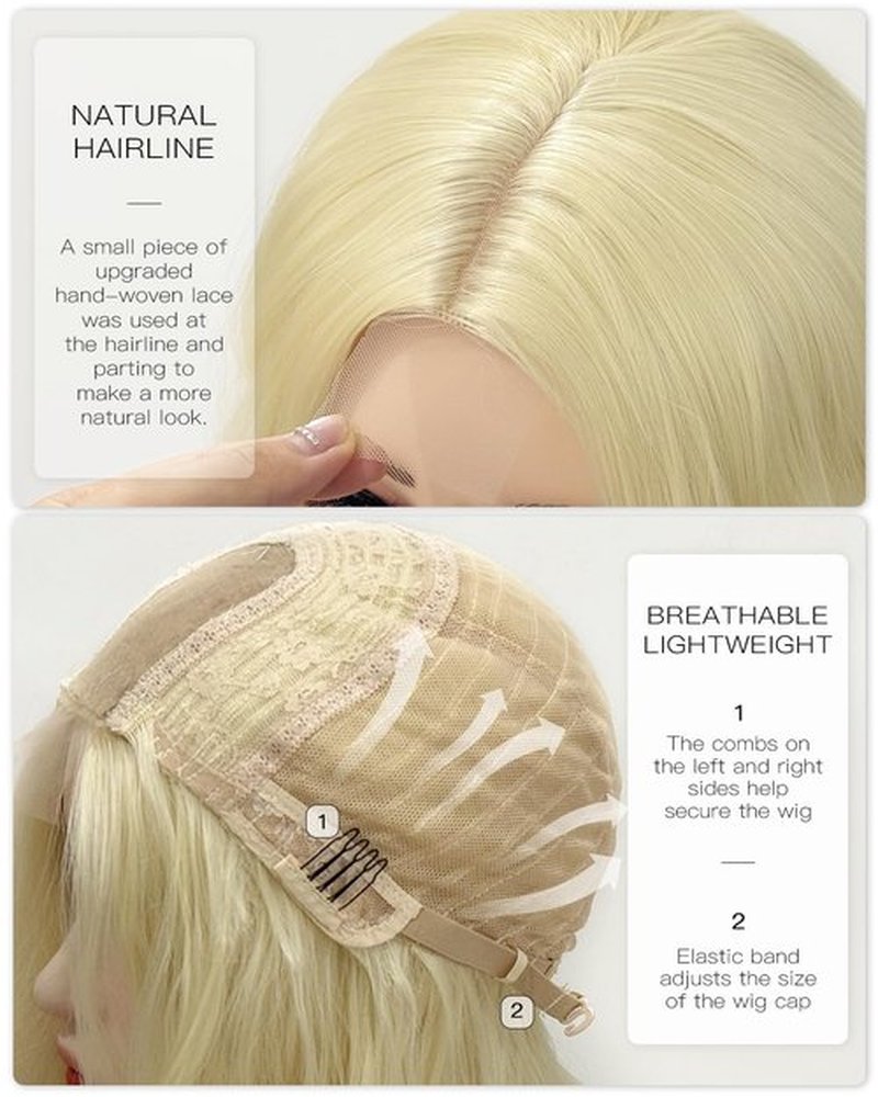 Aida ble Long Blonde Wig for Women 28 Inch Wavy Curly Blond Wig Middle Part Synthetic Wig Natural Looking for Daily Party Halloween Cosplay Use