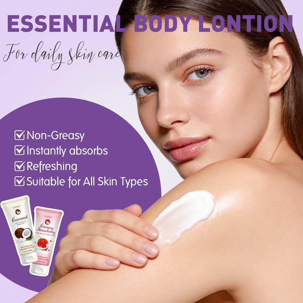 VESPRO 100 Pack Mini Body Lotion Gift Bulk for Dry Skin, Body Moisturizer Travel Lotion Bulk Gift for Women, Valentines Day Gifts Bulk Thank You Gifts, Spa Gifts, Teacher Gifts, Bulk Gifts for Women