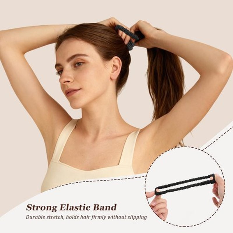 LEADUWAY 12 Pack Silky Soft Skinny Hair Ties, Silk-Like No Damage Scrunchies Elastic Ponytail Bands for Women Girls, Thin Thick Curly Hair
