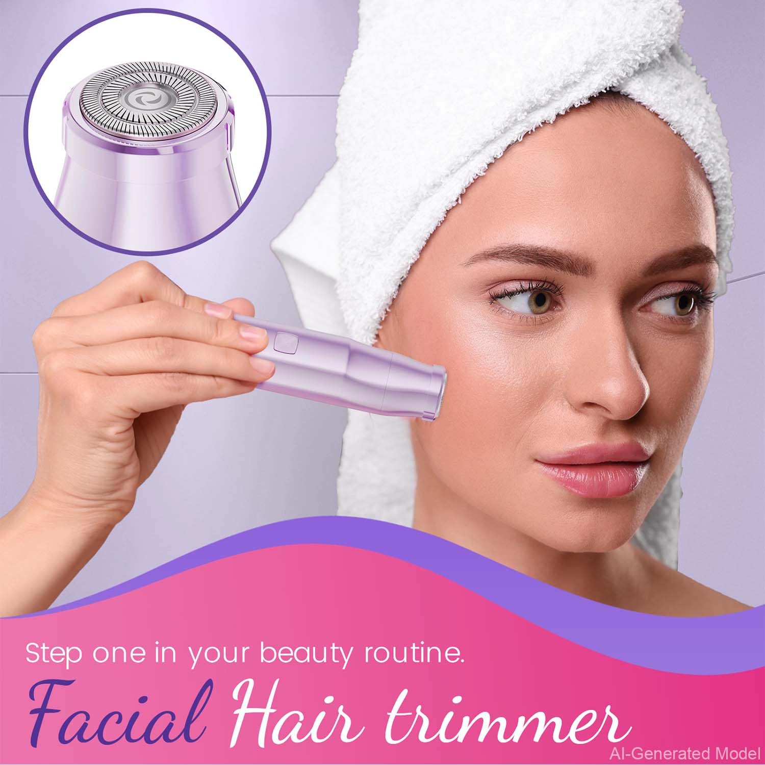Bikini Trimmer for Women 2 in 1 Electric Razors for Women - Wet and Dry Electric Lady Shaver, Smooth Facial Hair Remover and Body Hair Trimmer for Bikini,Leg, Underarm, Face, Private Area (Rose)
