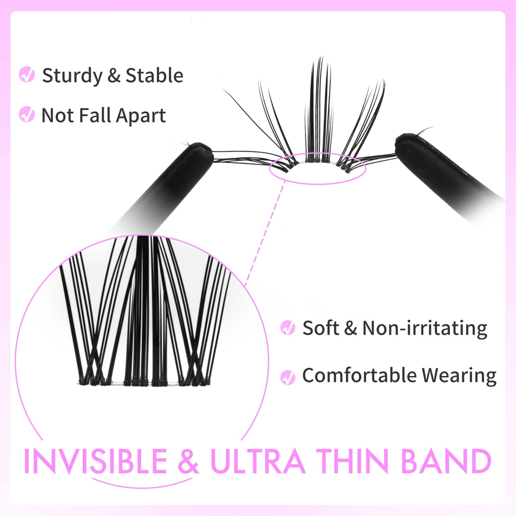 VEYESBEAUTY Manga Lash Clusters Eyelash Extensions Thin & Invisible Band DIY Individual False Eyelashes Newbie's Five-Second Series Wispy Lash Tray for Self-application, Lashes 8-18mm Mixed Length
