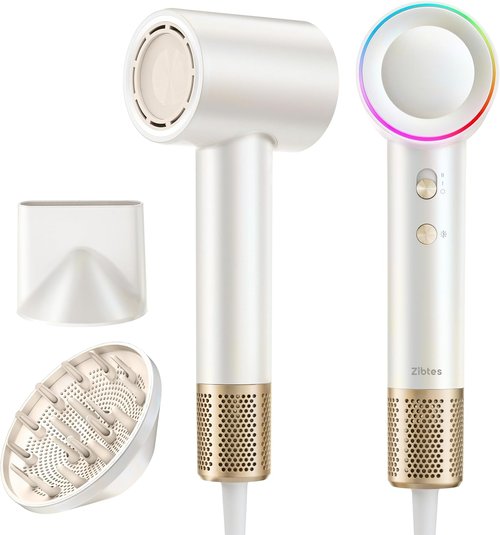 Skiennix High-Speed Hair Dryer - 160,000 RPM Brushless Motor for Ultra-Fast Drying | White with Diffuser
