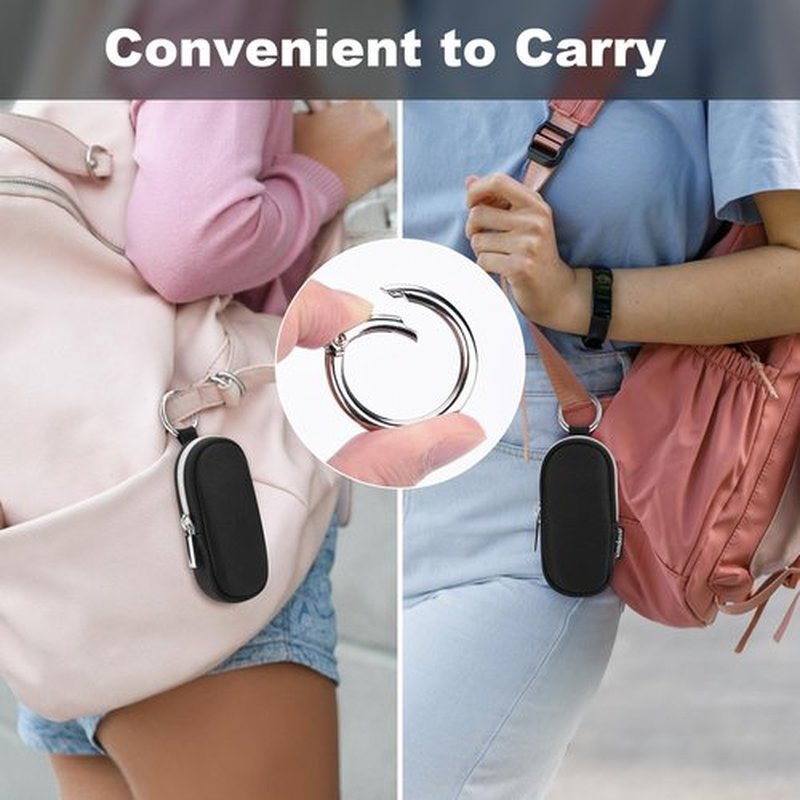 Portable Lip Balm Organizer Case with Keychain, Travel Chapstick Holder Storage Bag, Waterproof Small Cosmetic Organizer, Anti-Lost Lipstick Lip Gloss Sleeve Pouch Keeper Case (Black, Large)