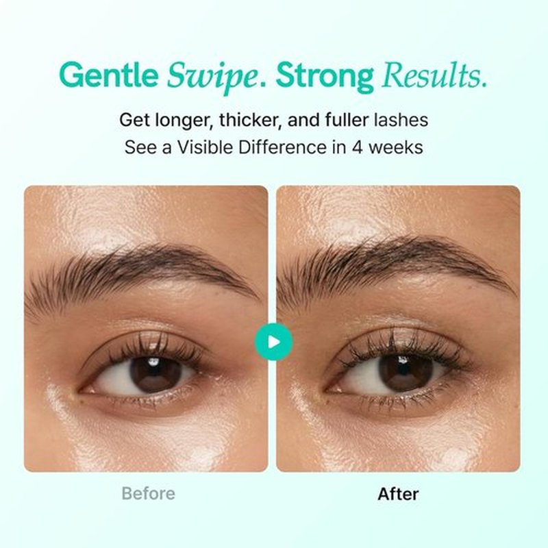 Korean Eyelash Growth Serum - Eyebrow Enhancer for Thicker, Longer Lashes | Biotin & Peptides | 0.3 fl oz