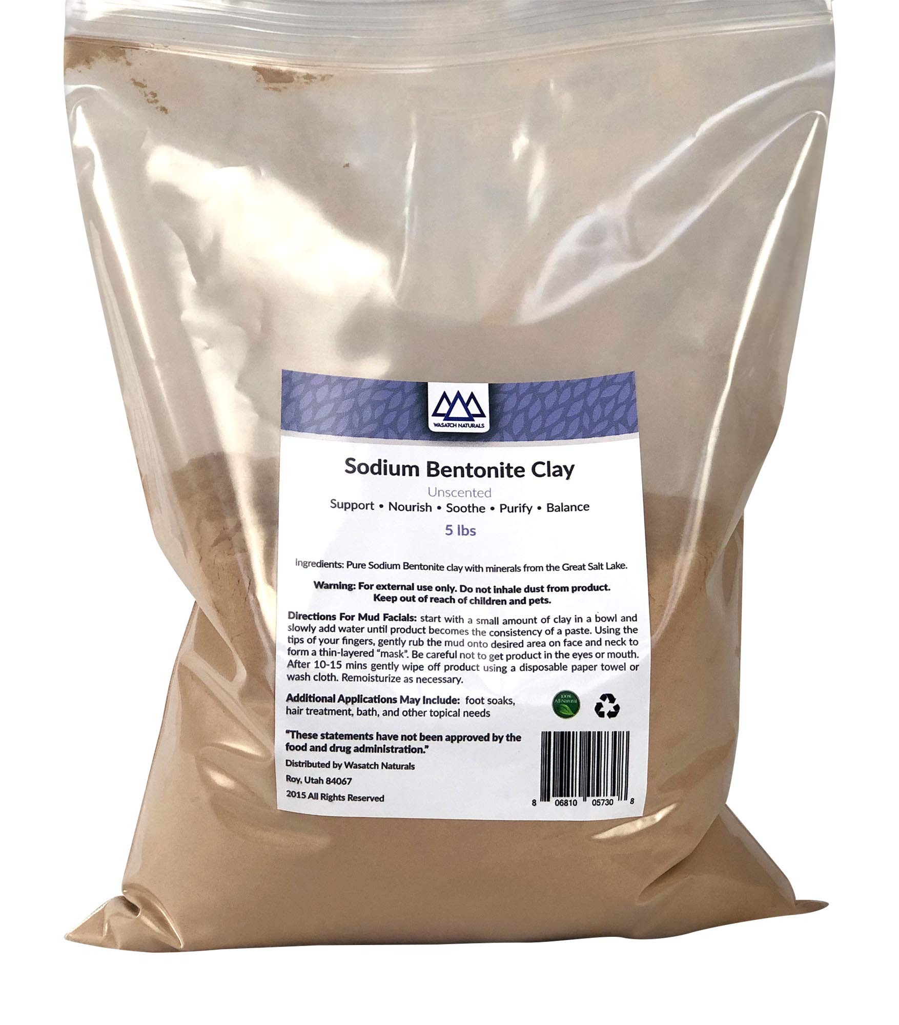 All Natural Sodium Bentonite Clay with Minerals From The Great Salt Lake 25 Lbs - Wasatch Naturals