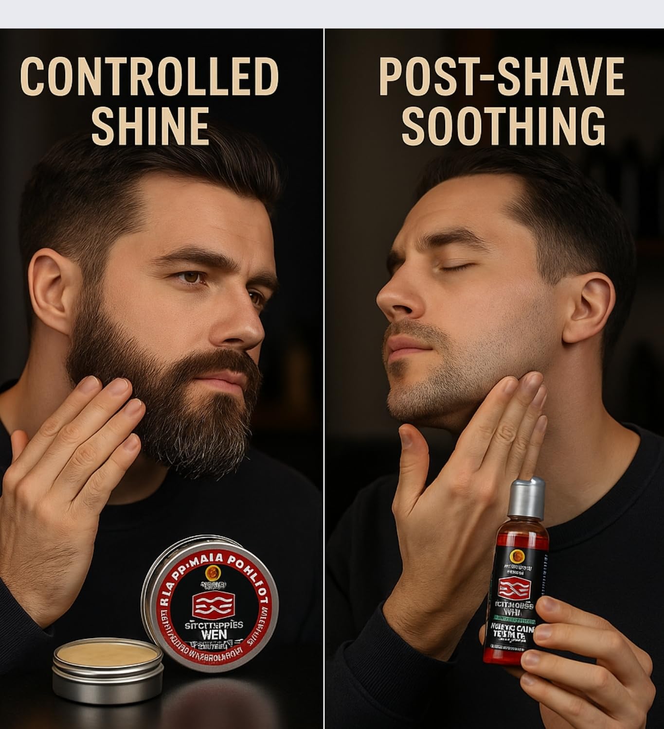 Tropic Isle Living Strong Roots Men Stubble + Bump Control 4 oz and Beard Pomade 4 oz Smooths, Conditions, and Styles for Grooming – Gift Set (2 Items)