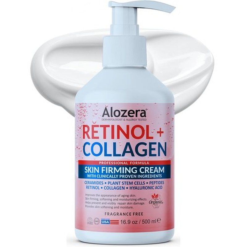Alozera Retinol Collagen Face & Body Lotion - Non-Greasy, Lightweight Moisturizer for Aging Skin | 16.9 oz