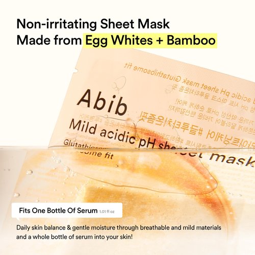 Abib Mild Acidic Ph Sheet Mask Glutathiosome Fit 10 Sheets (Skin Tone) I Korean Face Mask for Sensitive Skin, Soothing & Redness Relief, Daily Skincare Treatment, K-Beauty Sheet Mask