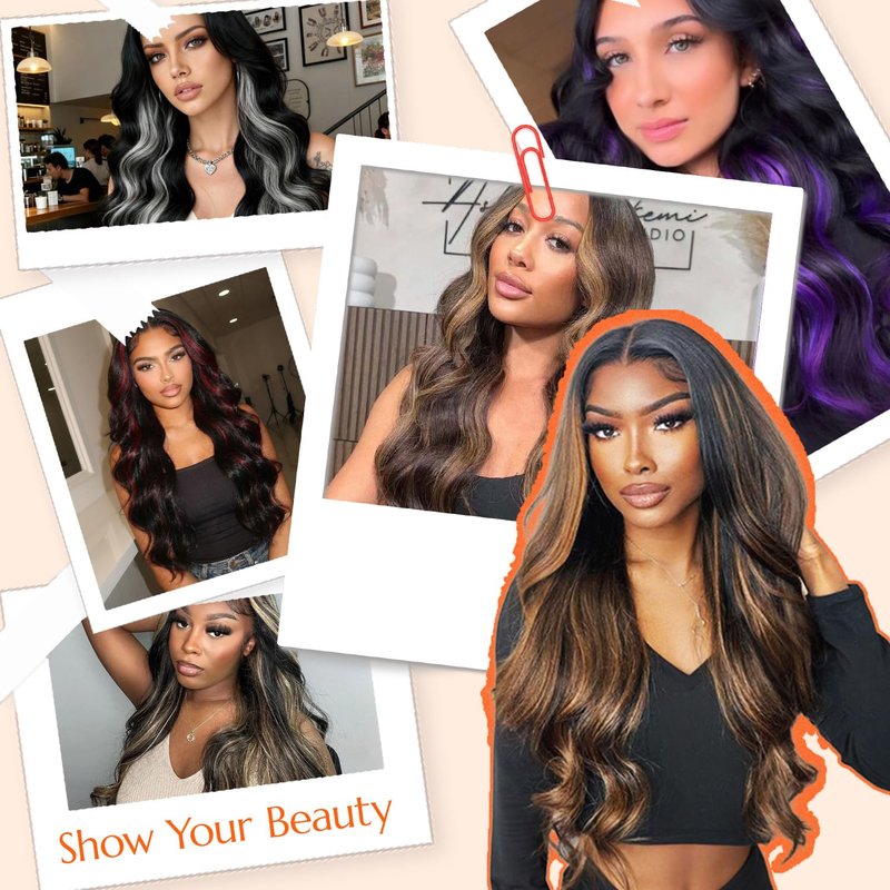 Walsdi Glueless 5x5 HD Lace Front Wig Synthetic Body Wave 28 Inch Ready to Wear Honey Blonde Highlights Black Roots Pre Cut Lace Closure Wig for Women Beginner Friendly Easy Install