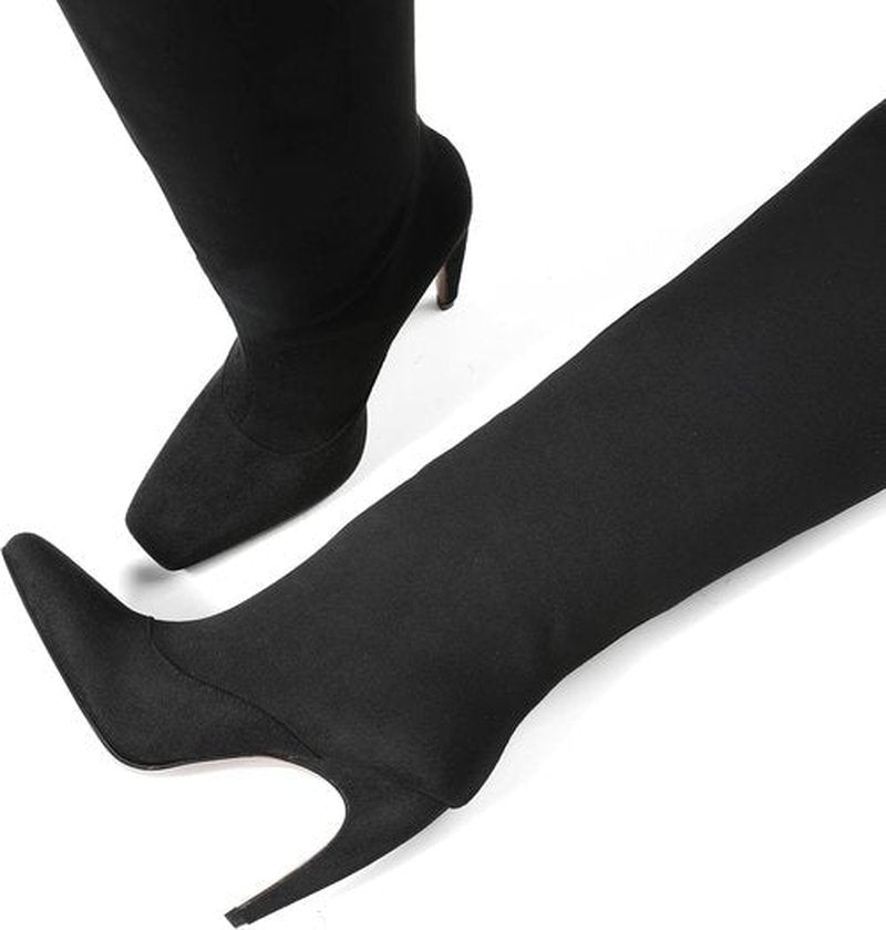 Femflame Knee High Boots - Stylish Suede Wide Calf Design with Stiletto Heel | Tall Square Toe