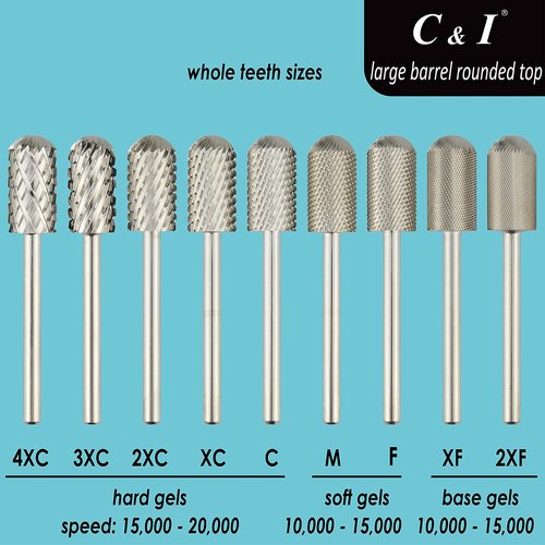 C & I Rounded Top Nail Drill, Large Barrel Edition, E-File Head for Nail File Machines, Design for Quick Remove Gel Nails (Ultra Coarse -4XC)