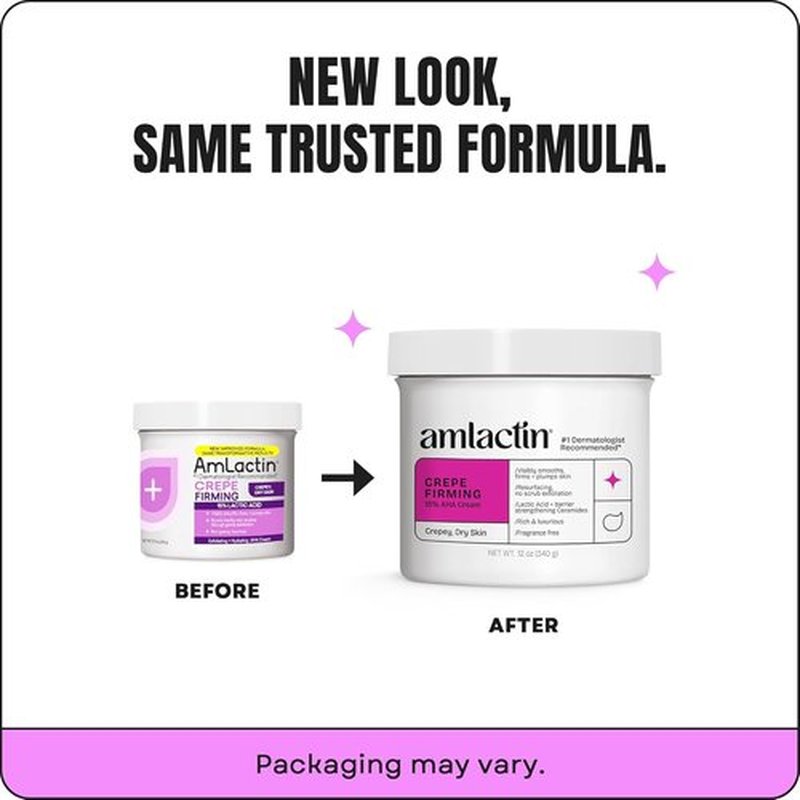 AmLactin Crepe Firming Cream - Therapeutic Skin Tightening & Exfoliating Moisturizer, 12 oz