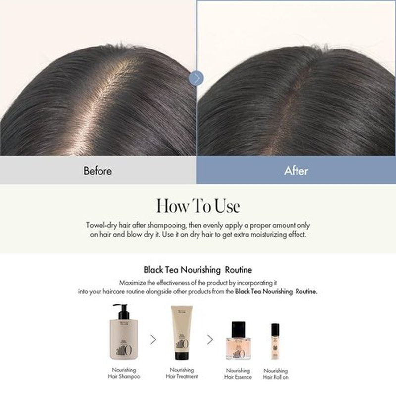 ANILLO Black Tea Nourishing Hair Essence with Green Tea Oil, Protein & Biotin for Nourishment and Shine - Creamy Woody Scent, Vegan, Paraben-Free 50ml / 1.69 fl. Oz